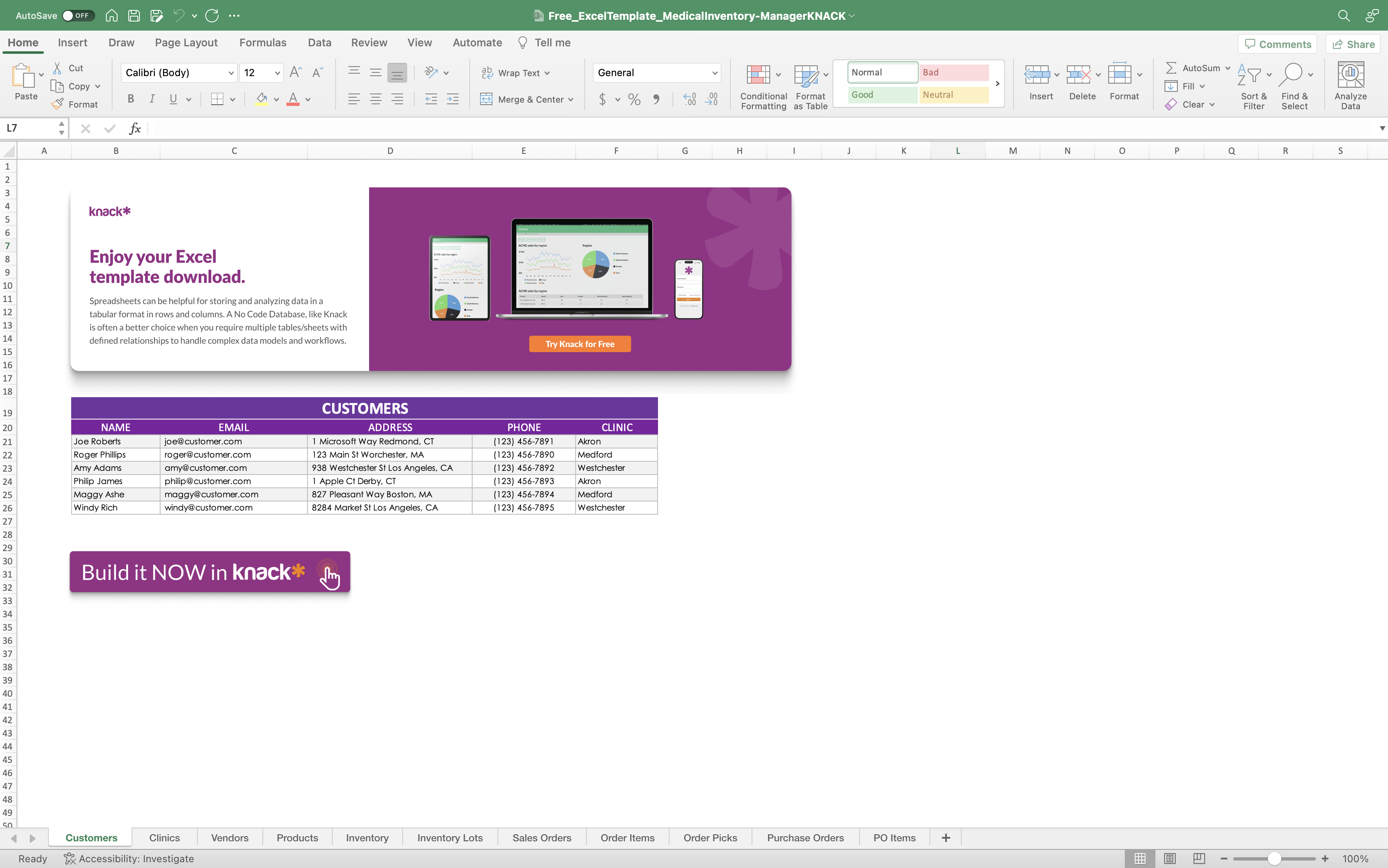 Free Medical Inventory Excel Spreadsheet Template
