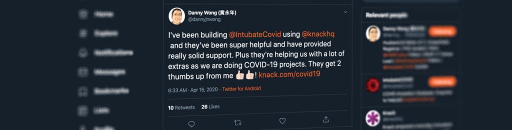 Danny Wong NHS COVID-19 Tweet