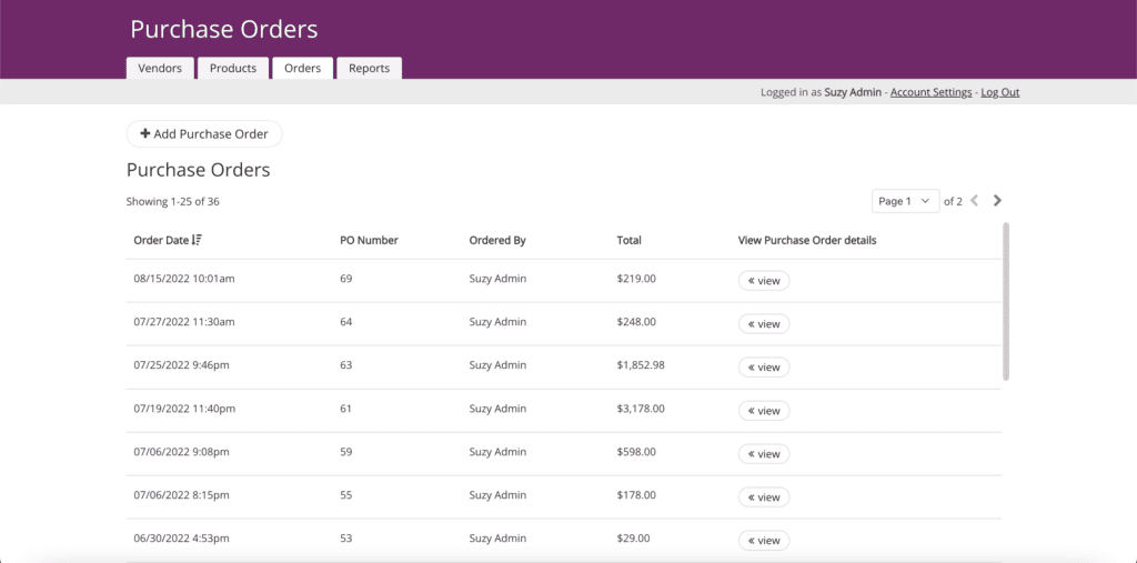 PO template: purchase orders